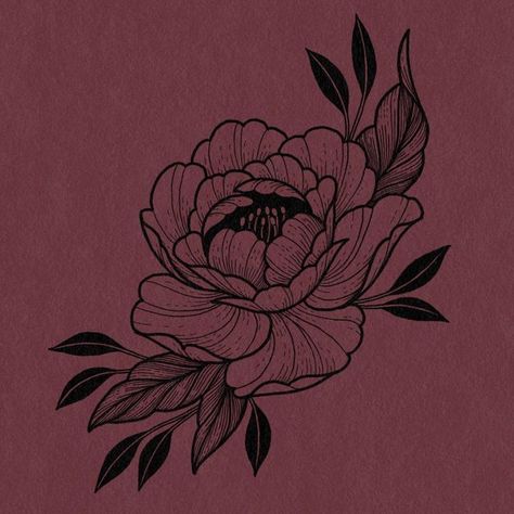 Oregon Tattoo, Peony Flower Tattoos, Peony Illustration, Printable Tattoos, Peony Design, Open Sign, Books Open, Getting A Tattoo, Doodle Tattoo