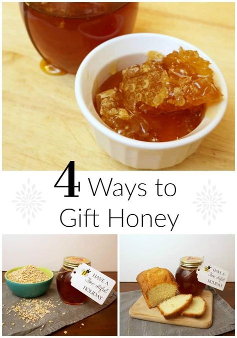 4 Ways to Gift Honey for the Holidays - Learn how to put together a hostess gift with a jar of honey and honeycomb. #diygift #gifts #honey #christmas Honey Gift Basket Ideas, Honey Gift Ideas, Honey Gift Basket, Jar Of Honey, Homemade Teacher Gifts, Homemade Gifts For Mom, Honey Gift, Honey Diy, Honey Gifts