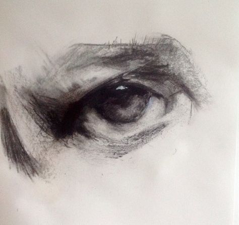 Charcoal eye Charcoal Eyes Drawing, Easy Charcoal Sketches For Beginners, Charcoal Eyes Sketch, Eyes Charcoal Drawing, Eye Charcoal Drawing, Chiaroscuro Drawing, Charcoal Eye Drawing, Charcoal Art Ideas, Charcoal Reference