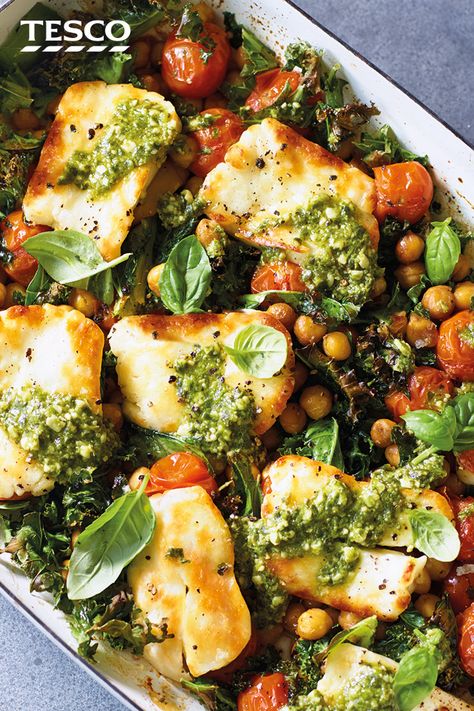 Crockpot Summer, Baked Halloumi, Meals Summer, Vegetarian Dinner Ideas, Dinner Crockpot, Summer Lunches, Meals Dinner, Tesco Real Food, Veggie Dinner