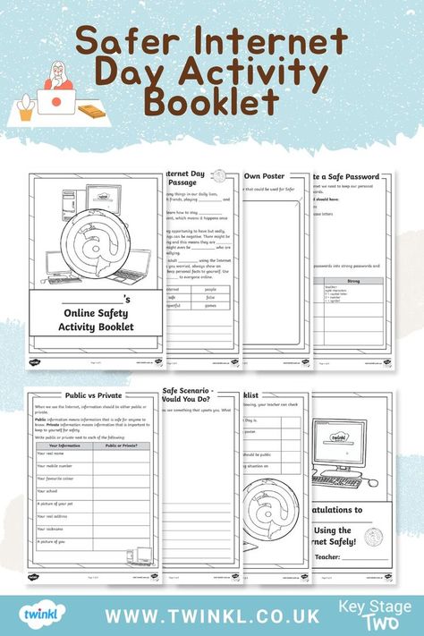 Safer Internet Day Activity Booklet For Kids Internet Safety Worksheet, Online Safety Activities, Internet Safety Lessons, Internet Safety Activities, Safer Internet Day, Cloze Passages, Internet Day, Internet Safety For Kids, Keep Yourself Safe