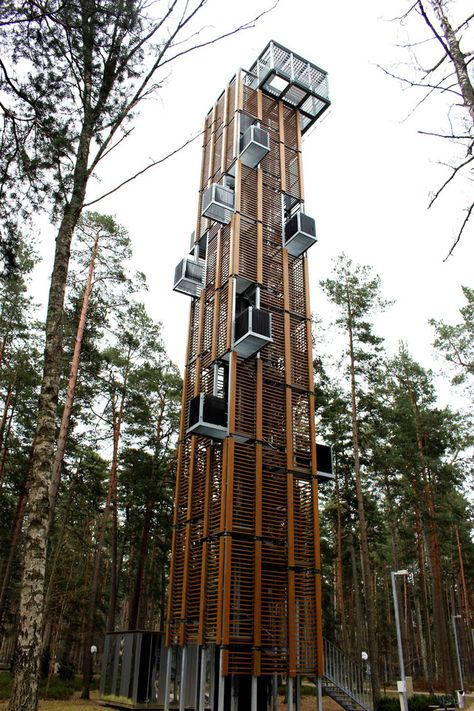 JURMALA OBSERVATION TOWER - journeytodesign.com Watch Tower Architecture, Tower Architecture, Floating Architecture, Observation Tower, Lookout Tower, Unusual Homes, Tower Design, Amazing Buildings, Structure Architecture