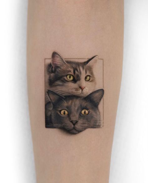 Cat Tattoo Face, Cat Face Tattoos, Cat Outline Tattoo, Cat Portrait Tattoos, Phönix Tattoo, Cat Tatto, Cat Tattoo Simple, Cute Cat Tattoo, Cat Outline