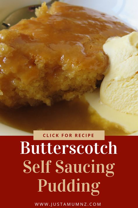 Butterscotch Self-Saucing Pudding Winter Desserts Easy, Soup Shots, Hot Puddings, Chocolate Station, Self Saucing Pudding, Hot Desserts, Tasty Desserts, Butterscotch Pudding, Recipes Family