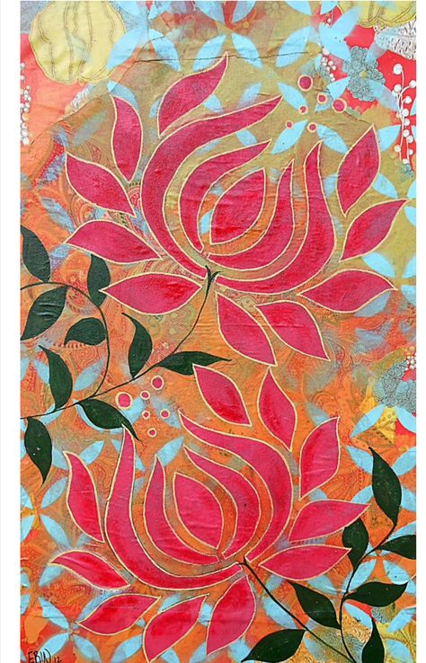 Madhubani Art, Madhubani Painting, Indian Art Paintings, Watercolor Flower, Flowers And Leaves, Fabric Painting, Indian Art, Glass Painting, Mandala Art