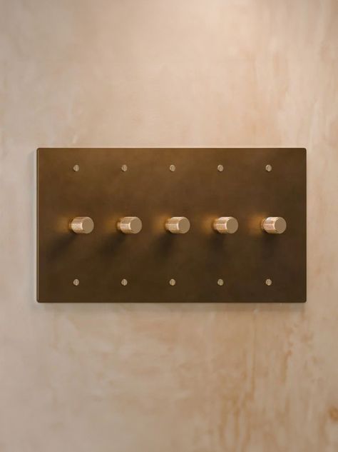 light switch, dimmer switch, brass dimmer, hardware, home accents, home decor, home accessories Brass Dimmer Switch, Brass Light Switches, Push Button Light Switch, Brass Dimmer, Button Light Switch, Curated Interior, Interior Design Guide, Toggle Light Switch, Brass Lighting