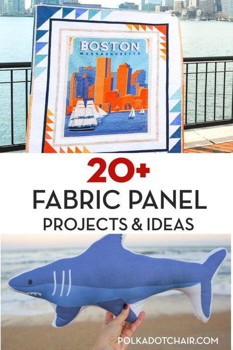 Fun and creative ways to sew with fabric panels. 20+ things to make with quilt panels. What to make with a fabric panel. Quilting With Panels, Free Sewing Tutorials, Panel Quilt Patterns, Quilt Panels, Polka Dot Chair, Fabric Panel Quilts, How To Quilt, Craft Home Decor, Round Robin