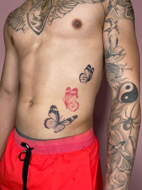 Torso Tattoo Ideas, Belly Tattoo Design, Butterfly Tattoo On Stomach, Belly Tattoo Ideas, Women Sternum Tattoo, Tattoo On Stomach, Female Belly, Small Dope Tattoos, Side Stomach Tattoos