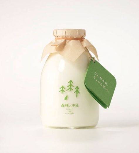 Beautiful package design for Forest Milk Japanese Food Packaging, Japanese Packaging, Milk Packaging, Cool Packaging, Graphic Design Packaging, Food Packaging Design, Beverage Packaging, Pretty Packaging, Bottle Packaging