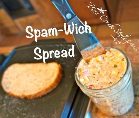 ⭐️I use the Spam, cheese, onion, green pepper, pimento, mayo and Worcester sauce only. Broil on toasted English muffins 10 minutes. Spam Appetizers, Spam Dishes, Homemade Spam Recipe, Homemade Spam, Pork Casseroles, Spam Recipes Dinners, Spam Sandwich, Sandwich Spread Recipes, Sandwich Spreads