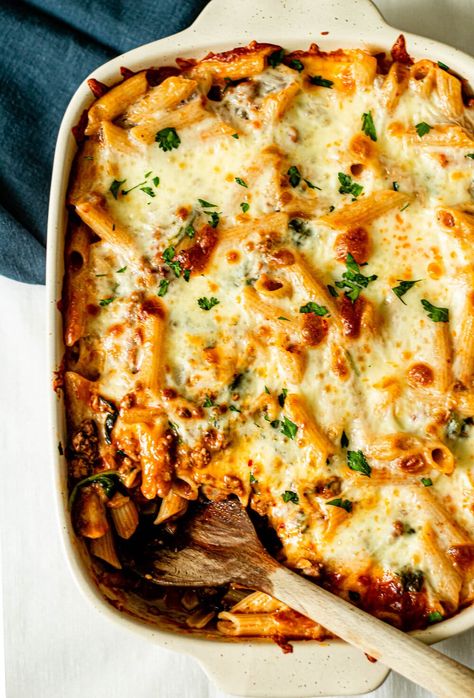 Penne Pasta Casserole, Gluten Free Pasta Bake, Healthy Pasta Bake, Baked Pasta Casserole, Baked Penne Pasta, Pasta Casserole Recipes, Baked Penne, Gluten Free Italian, Meat Pasta