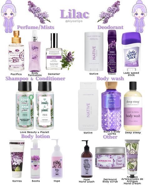 Lavender Scent Combo, Signature Scent Ideas, How To Smell Like Lavender, Floral Scent Combo, Smell Like Lavender, How To Smell Like Lilac, Lilac Skincare, Scent Combos Hygiene Floral, Lavender Scented Products