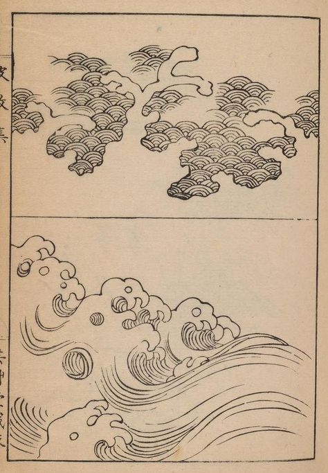 Hamonshu: A Japanese Book of Wave and Ripple Designs (1903) – The Public Domain Review Ornate Fabric, Wave Illustration, Japanese Drawings, Japanese Waves, Japanese Artwork, Traditional Japanese Art, Japanese Illustration, Japanese Books, Art Japonais