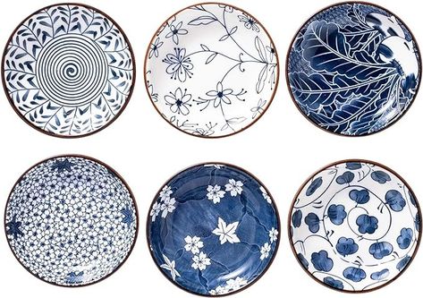 Amazon.com: Japanese Style Ceramic Dipping Bowls, Side Dishes for Sushi,Sauce,Snack and Soy,3 Oz Blue and White Pinch Bowls for Kitchen Prep - Set of 6(4 inch) : Home & Kitchen Bbq Snacks, Sushi Sauce, Dipping Bowls, Hornsea Pottery, Pinch Bowls, Kitchen Prep, Snack Dip, Prep Kitchen, Blue And White Style