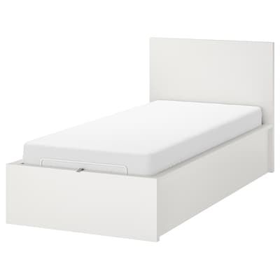 Ikea Malm Bed, Day Bed Frame, Cama Ikea, Malm Bed, White Ottoman, White Bed Frame, Ikea Bed, Ikea Malm, Headboard Storage