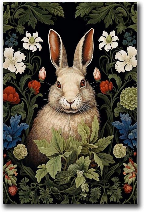 Vintage Easter Bunny Images, Vintage Easter Art, Bunny Easter Illustration, Vintage Rabbit Art, Vintage Bunny Art, Lapin Aesthetic, Paintings Of Rabbits, Vintage Bunny Illustration, Vintage Flower Pictures