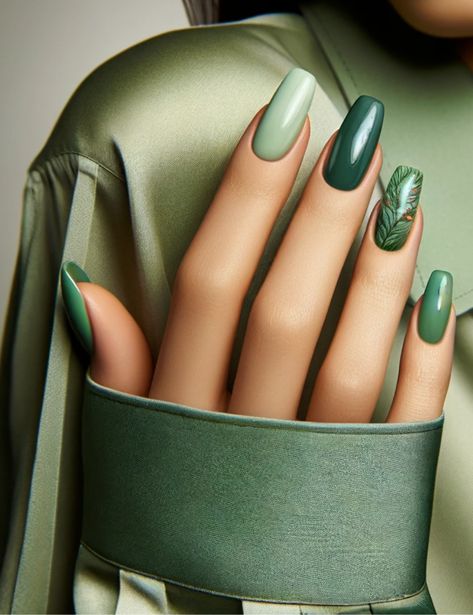 Green Nail Inspiration, Forest Green Nail Designs, Emerald Green Nails, Nail Parlour, Classy Nail Art Ideas, Elegant Touch Nails, Nail 2023, Nails Bright, Formal Nails