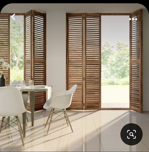 Modern Shutters, Wooden Window Design, Wooden Window Shutters, Sliding Shutters, British Colonial Decor, Shutter Blinds, Interior Shutters, Wooden Shutters, Interior Windows