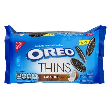 (3 Pack) Oreo Thins Coconut CraƒÂƒa‚Â¨me, 10.1 oz Cookies Coconut, Chocolate Calories, Oreo Thins, Oreo Flavors, Chocolate Sandwich, Chocolate Sandwich Cookies, Kosher Recipes, Sandwich Cookies, Oreo Cookies