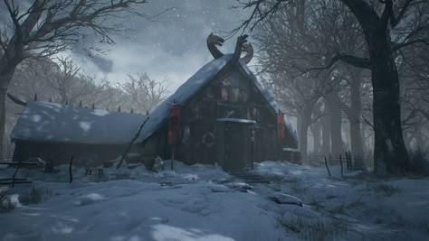 Hunters Cabin, Viking Aesthetic, The Long Dark, Viking House, Nordic House, Fantasy Village, Environment Props, Scenery Background, Winter Cabin