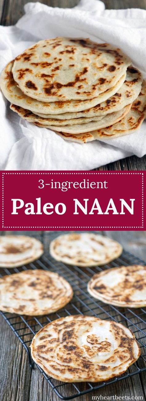 This is made with just 3 ingredients!! Use it as a tortilla for tacos, flatbread, naan for curries, crepes and so much more!! It's so simple to make!! Paleo naan. Chapati, Paleo Naan, Paleo Snack, Flat Breads, Paleo Bread, Indian Bread, How To Eat Paleo, Diet Keto, Gluten Free Bread