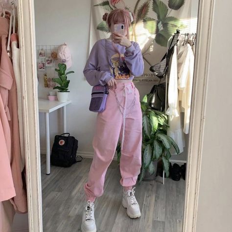 Defence Mechanism, Mode Indie, Cute Wig, Style Sweatshirts, Soft Girl Outfits, Harajuku Outfits, Outfit Pink, Pastel Fashion, Kawaii Fashion Outfits