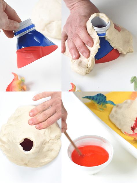 Salt Dough Volcano, Kids Volcano Experiment, Diy Volcano Projects, Homemade Volcano, Volcano For Kids, Volcano Science Projects, Volcano Projects, Volcano Activities, Making A Volcano