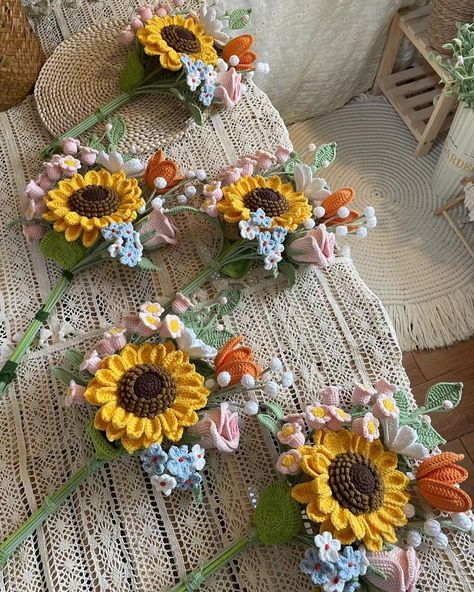 Thanks for your order Crochet bouquet, best graduation gifts idea~❤️ #weddingbouquet #handmadegifts #customgifts #tuilp #sunflower #rose #homedecor #crochetpattern #giftideas #birthdaygifts #celebrationgift #crochetflowers #flowerwholesale #crochetflowerwholesale #Wholesale #lilyrosy Yellow Crochet Bouquet, Crochet Graduation Gift Ideas, Graduation Crochet Bouquet, Graduation Crochet Ideas, Sunflower Crochet Bouquet, Crochet Bouquet Flowers, Crochet Simple Flower, Bouquet Crochet Flowers, Crochet Sunflower Bouquet