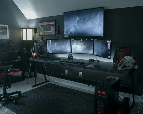 So pretty Gömda Rum, Custom Desks, Gamers Room, Dream Desk, Desk Setups, Pc Gaming Setup, Video Game Room Design, Video Game Rooms, Sports Room