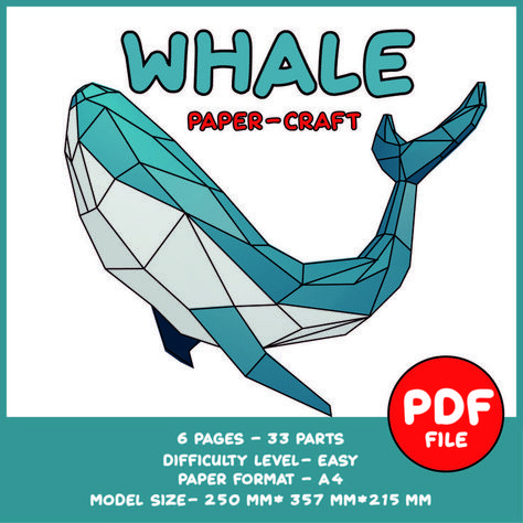 Hello, here you can find and download paper models. Download, print, glue Paper Whale, Low Poly Papercraft, Shell Sculpture, Water Animals, 3d Origami, Paper Piecing Patterns, Whale Shark, Under Water, Paper Models