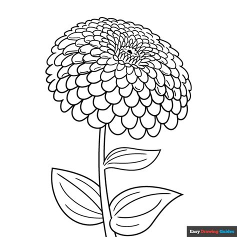 Free Zinnia Coloring Page for Kids Easy Drawing Guides, Rose Coloring Pages, Free Printable Coloring Sheets, Drawing Guides, Kids Print, Printable Coloring Sheets, Drawing Tutorial Easy, Coloring Tutorial, Flower Printable