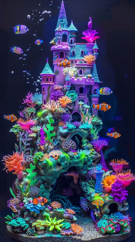 Beautifully Designed Aquarium with Nano-Colored Fish Aquarium Aesthetic, Inspirational Digital Art, Sensory Wall, Fresh Water Fish Tank, Somerset House, The Aquarium, Pitch Black, Fish Tanks, Tank Design