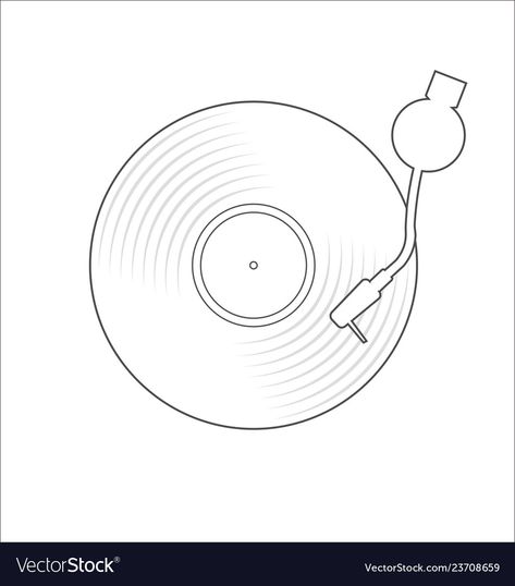 Vinyl Drawing Simple, Vinyl Record Drawing Simple, Record Drawing Simple, Vynil Record Drawings, Record Player Tattoo Simple, Vinyl Record Drawing, Record Doodle, Disc Drawing, Record Sketch