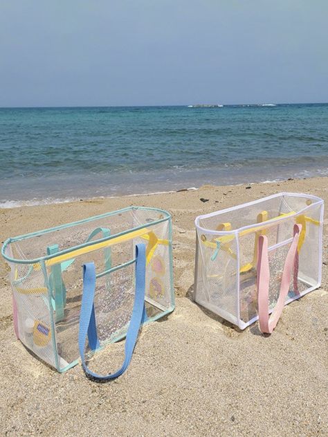 Clear Mesh Large Capacity Tote Beach Bag, PVC Waterproof Sandproof Storage Bag, Beach Sports Toys Tote Bag Chevron Quilted Dome Handbag With Coin Purse, Women PU Leather Crossbody BagI discovered amazing products on SHEIN.com, come check them out! Clear Beaches, Tote Beach Bag, Waterproof Tote, Makeover Bedroom, Gym Tote, Waterproof Travel Bag, Vacation Bag, Mommy Bag, Beg Tangan