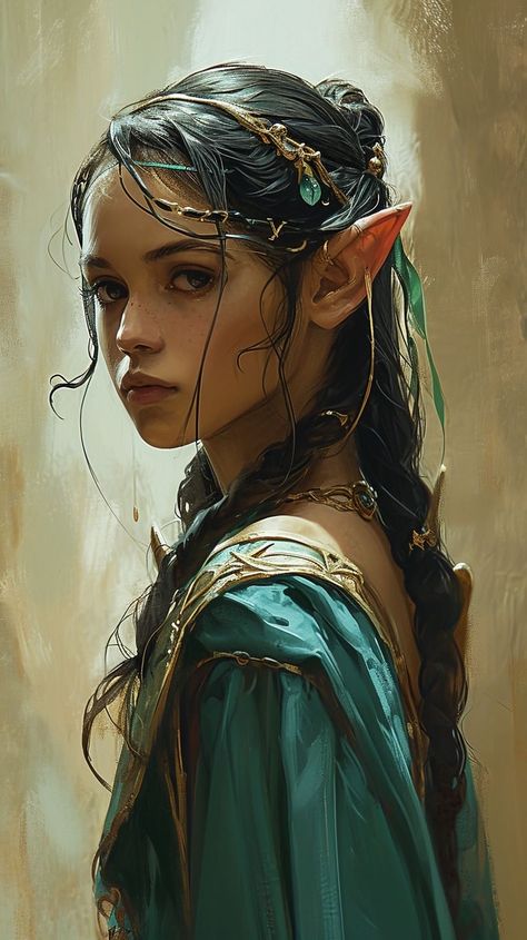 Elven Warrior Female, Dnd Druid, Elf Characters, Elf Druid, Female Elf, Elf Art, Wood Elf, Female Character Concept, Fantasy Portraits