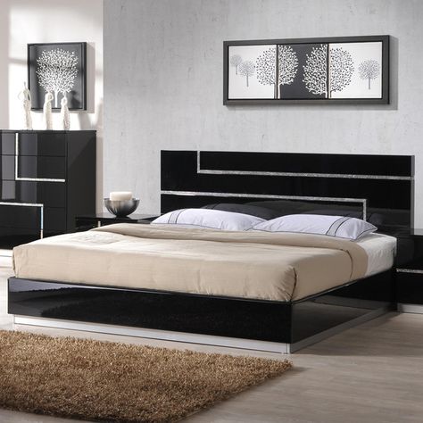 J&M Furniture Lucca Platform Bed & Reviews | Wayfair Modern Bunk Beds, Platform Bedroom Sets, Bedroom Size, Solid Wood Platform Bed, Bedroom Bed Design, Bed Furniture Design, Modern Bedroom Furniture, Wood Platform Bed, Contemporary Bed