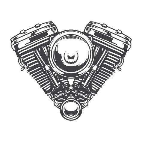 V Twin Tattoo, V Twin Engine Tattoo, Motorcycle Engine Tattoo, Motor Bike Illustration, V Twin Engine, Nft Illustration, Garage Mural, Engine Logo, Engine Tattoo