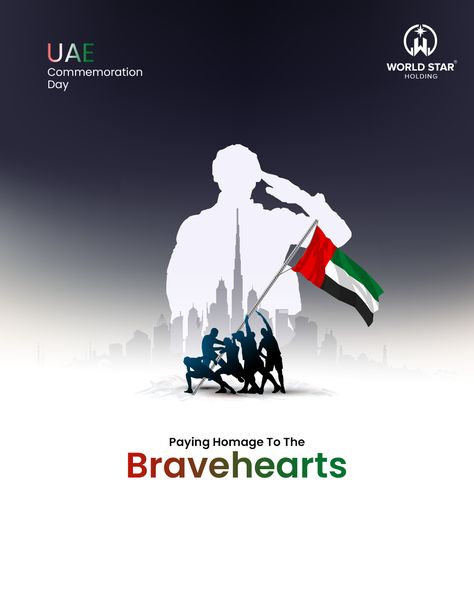 On this solemn day of observance, let us remember the bravehearts who gave up their lives for us. World Star Holding wishes every Emirati, a proud Commemoration Day! . #CommemorationDayUAE #BraveheartsRemembered #WorldStarSalutes #EmiratiPride #HeroesOfUAE #MartyrsDay #SacrificeAndHonor #UAEBravery #worldstarholding #dubai #uae Commemoration Day Uae, Uae Commemoration Day, Interior Ads, Commemoration Day, Martyrs' Day, Uae National Day, National Days, Cute Couple Outfits, Gave Up