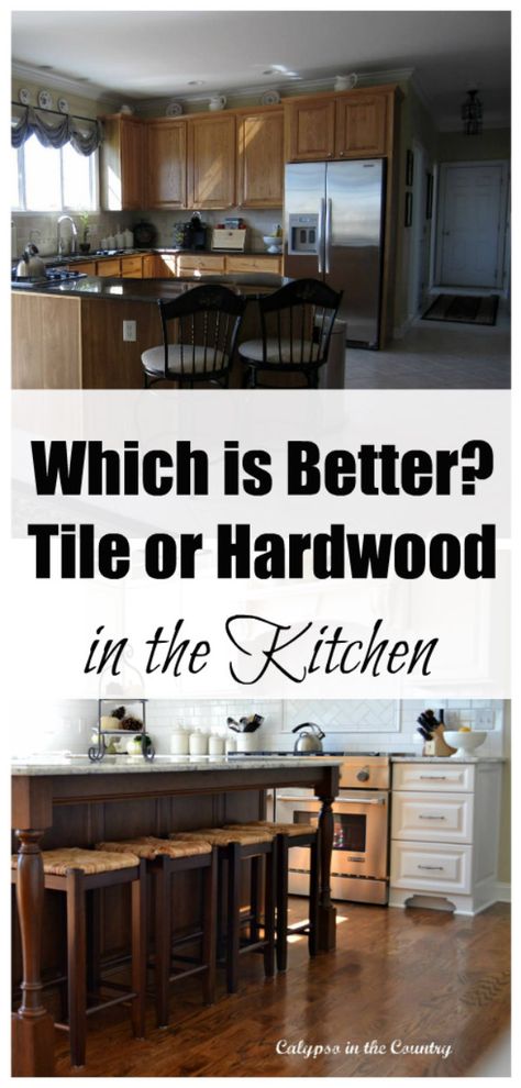 tile vs hardwood in the kitchen Tile Or Wood In Kitchen, Tile In Kitchen Hardwood In Living Room, Wooden Kitchen Cabinets Tile Floor, Kitchen Floor Trends 2023, Kitchens With Hardwood Floors, Hardwood Floor In Kitchen, Best Flooring For Kitchen Tile, Tile Kitchen Floor Next To Hardwood, Hardwood Kitchen Floors