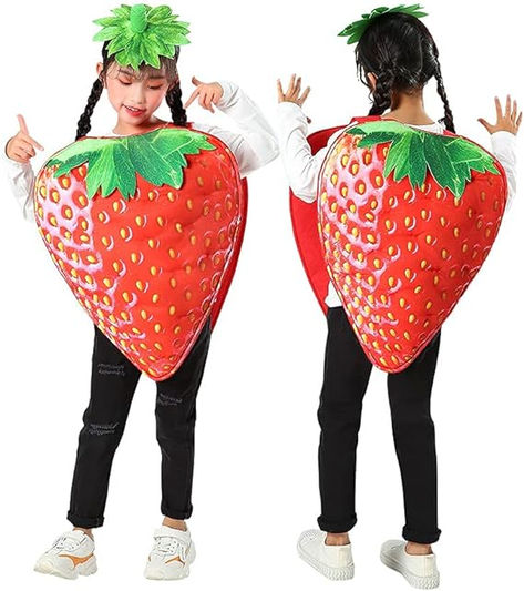 Seasons Halloween Costume Children Strawberry Costume Fruit Costume Fruit And Vegetable Costumes Diy, Diy Strawberry Costume Kids, Fruit Halloween Costumes Diy, Seasons Halloween Costume, Fruit Costumes For Kids, Diy Strawberry Costume, Strawberry Costume Diy, Strawberry Halloween, Strawberry Costume