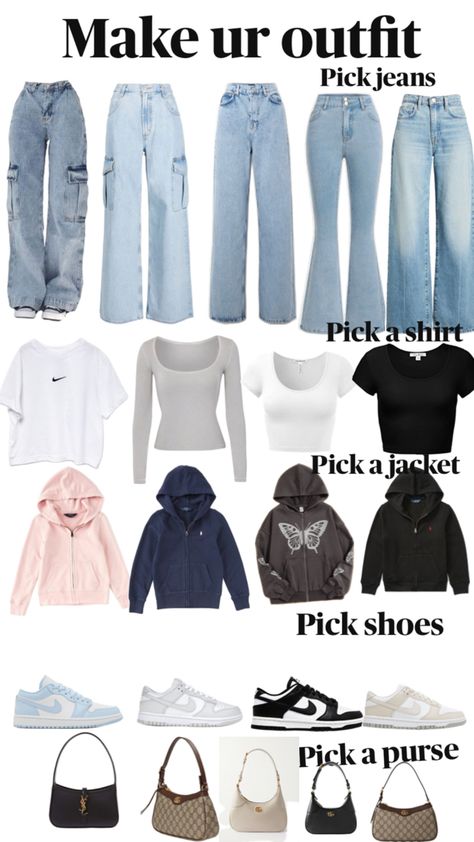 How To Style Jeans For School, Popular Outfits For School, Back To School Outfits Highschool 2024, Outfit Ideas For School Autumn, List Of Styles, Outfits For Shopping Day, Outfits To Impress Your Crush At School, Outfit Inspo For School Casual, Cute Outfits With Jeans For School