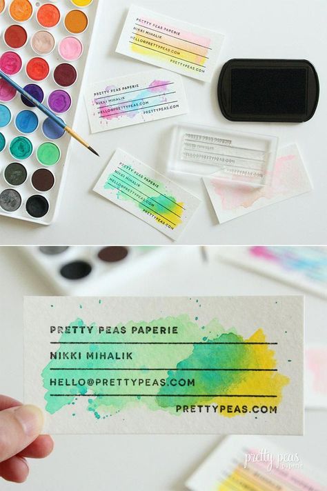 Clear Business Cards, Watercolor Business, Watercolor Business Cards, Artist Business Cards, Diy Business Cards, Business Card Inspiration, Id Design, Visiting Card, Teething Necklace