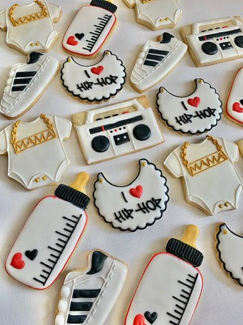 Biggie Smalls Cookies, Hip Hop 1st Birthday Party, 90s Theme Baby Shower Ideas, Hip Hop Baby Shower Ideas, Hip Hop Cookies, Baby Boy Babyshower Ideas, Hip Hop Birthday Cake, Baby Boy Babyshower, Notorious One Birthday