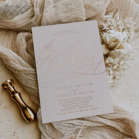 Romantic Rose Gold Foil | Blush The Wedding Of Foil Invitation Boho Blush Pink, Quote Wedding, Popular Wedding Invitations, Elegant Fall Wedding, Wedding Minimalist, Wedding Whimsical, Romantic Classic, Wedding Simple, Font Calligraphy