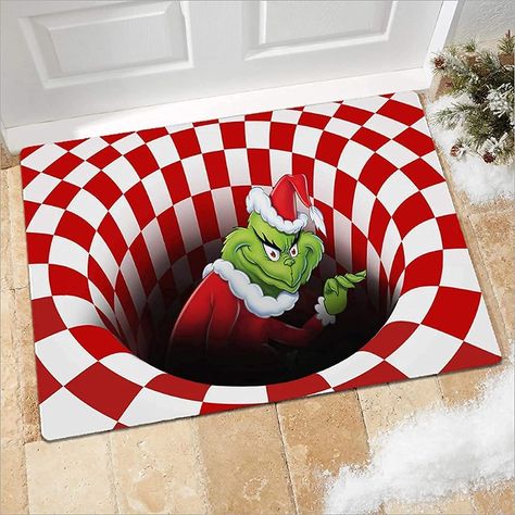 Rugs For, Monster Christmas, Home Entryway, Visual Illusion, Green Monster, Christmas Doormat, Christmas Décor, For Home, Green Monsters