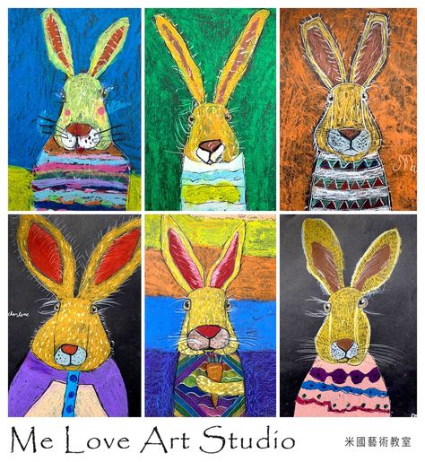 Easter Art Lessons, Bunny Art Projects, Black Forest Cake Recipe, Easter Art Project, Spring Art Projects, Animal Art Projects, Rabbit Crafts, Pizza Sandwich, Bunny Painting