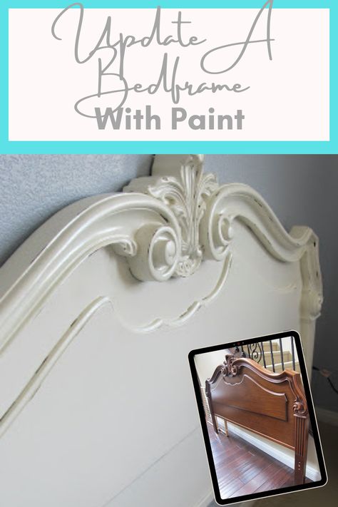 How To Diy Headboard, Wood Headboard Makeover Paint, Headboard Transformation, Refinished Headboard, Chalk Painted Headboard, Headboard Painting, Painted Wood Headboard, Dark Headboard, Headboard Makeover