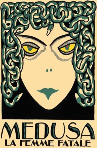 LIVING ROOM ART  1926 MEDUSA WILD EYE SCARY SPOOKY WITCH LADY FEMME FATALE ART DECO POSTER 319393 in Antiques, Periods & Styles, Art Deco | eBay Female Monster, Spooky Witch, Wild Eyes, French Poster, Art Deco Poster, Deco Poster, Poster Artwork, Room Posters, Art Deco Design