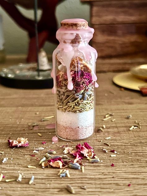 Self Love Spell Jar for Friendship, Happiness, and Loving Yourself. Rose Spell Jar, Flowers In Jars And Bottles, Beltane Spell Jar, Self Love Crafts, Friendship Spell Jar, Protection Jar Spell, Love Spell Jars, Self Love Jar, Friendship Spell