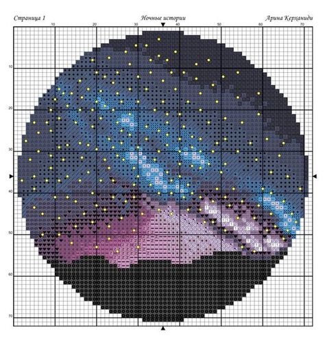 Night Stories - Free Cross Stitch Pattern Landscape Design 6 Inch Cross Stitch Pattern Free, Galaxy Cross Stitch Pattern Free, Space Cross Stitch Pattern Free, Cross Stitch Hanging, Free Witch Cross Stitch Patterns, Night Sky Cross Stitch, Stained Glass Cross Stitch Patterns Free, Cross Stitch Space, Round Cross Stitch Pattern